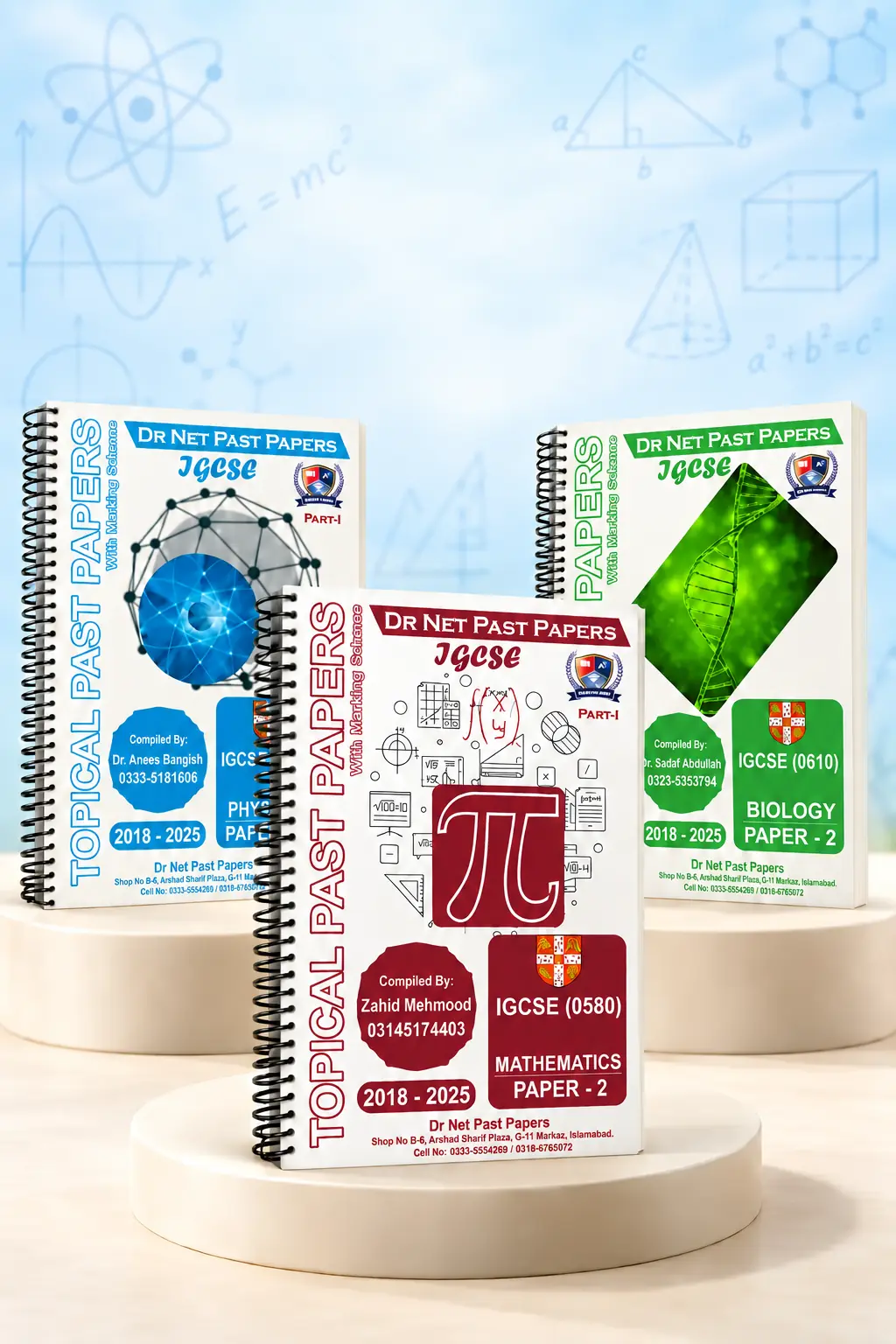 Topical Past Papers ring-bound DR Net books with a subtle educational background
