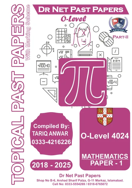 DR Net O Level Mathematics 4024 Paper 1 Part II topical past papers book cover, 2018-2025, with marking scheme